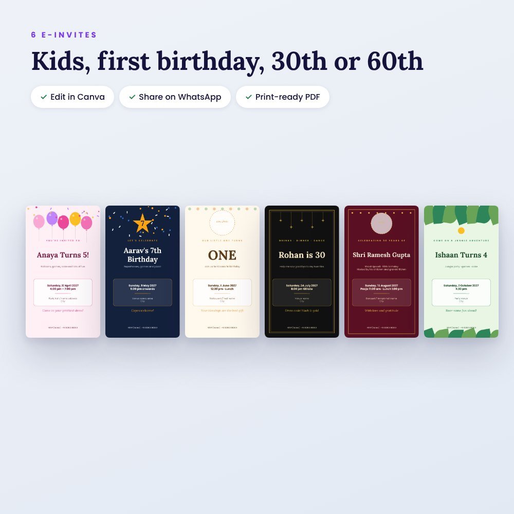 Birthday Party Kit: 6 E-Invites + Printable Decorations & Games – preview 3