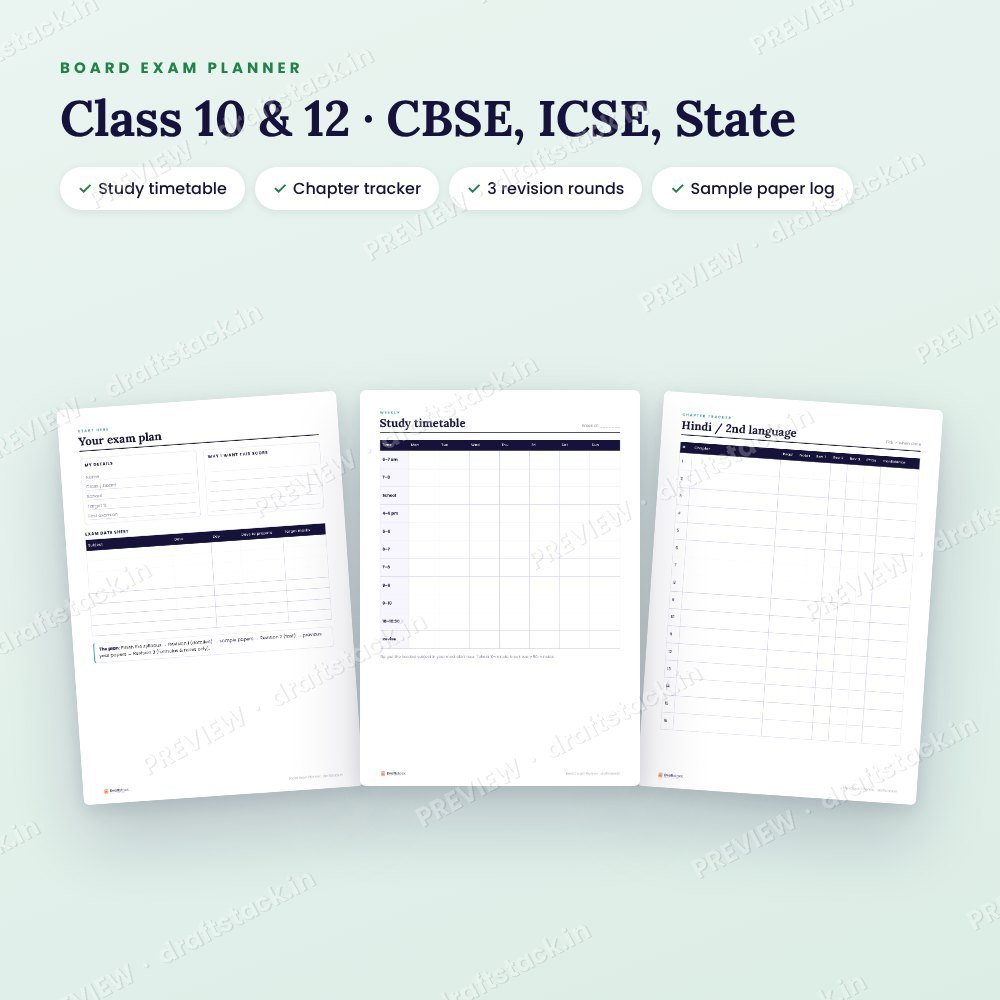 Board Exam Planner & Notes for Class 10 and 12 (Printable) – preview 2