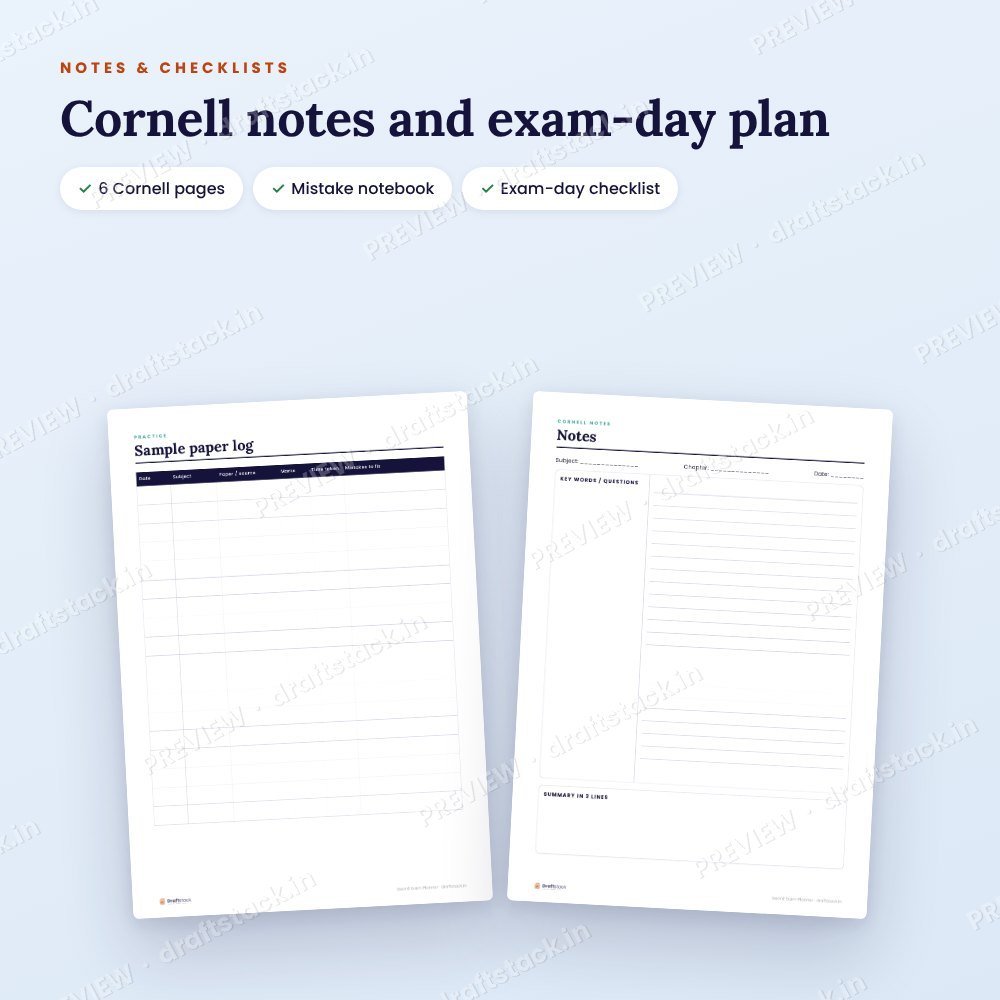 Board Exam Planner & Notes for Class 10 and 12 (Printable) – preview 3