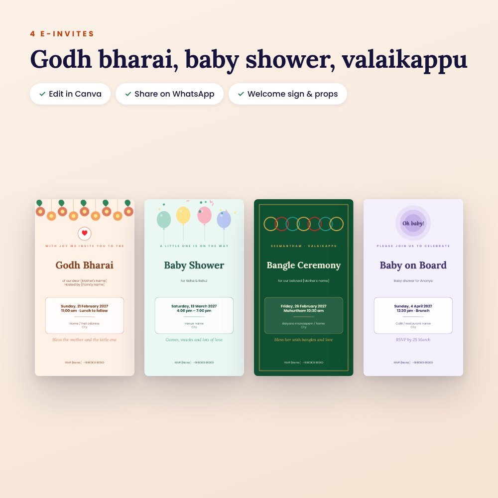 Baby Shower & Godh Bharai Kit: 4 E-Invites + Games & Printables – preview 3