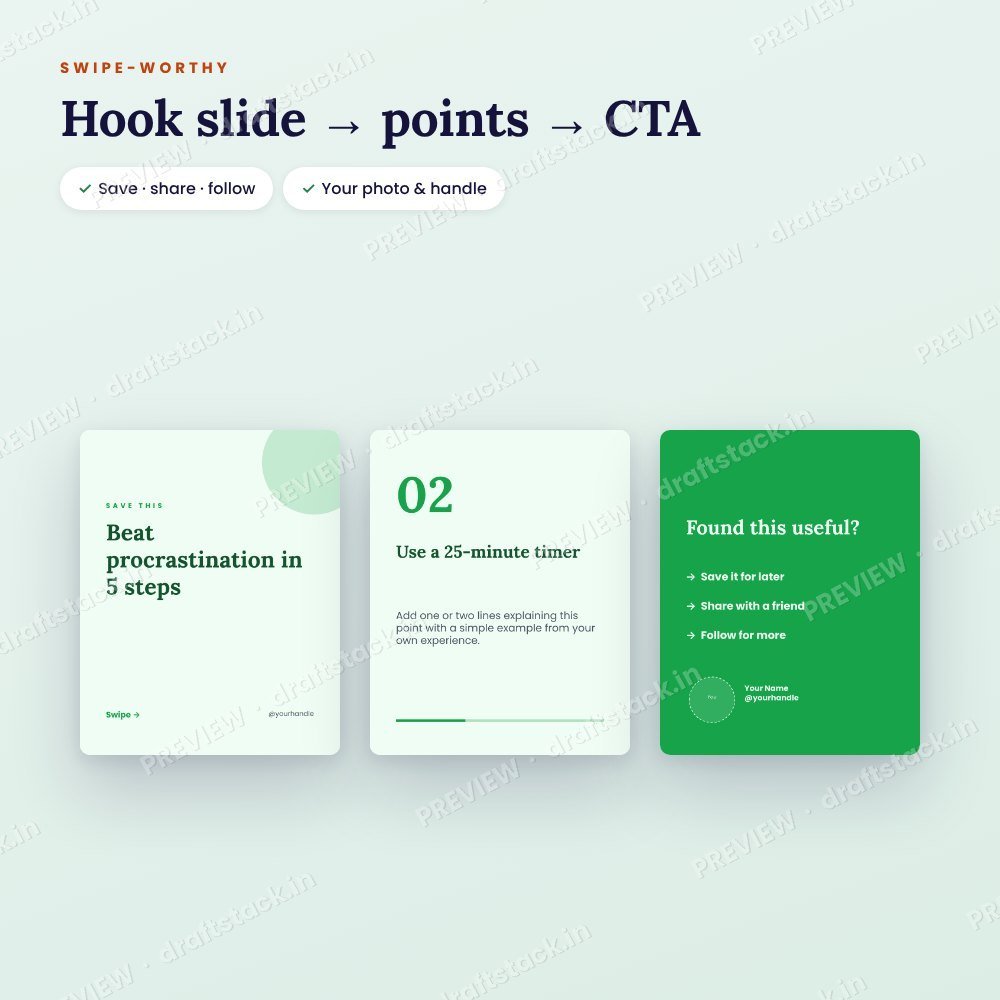 Instagram & LinkedIn Carousel Templates for Coaches (21 Slides) – preview 3