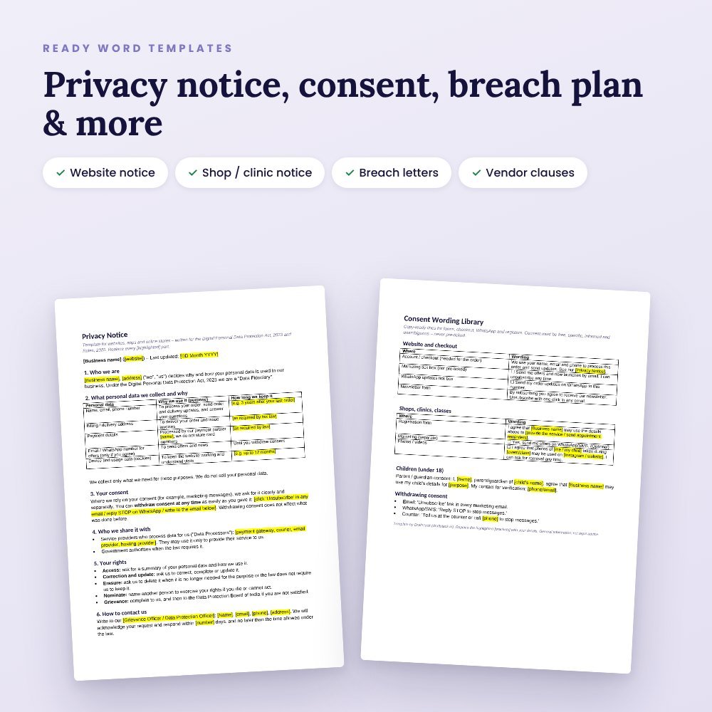 DPDP Privacy Kit for Small Business: Notices, Consent & Registers – preview 2
