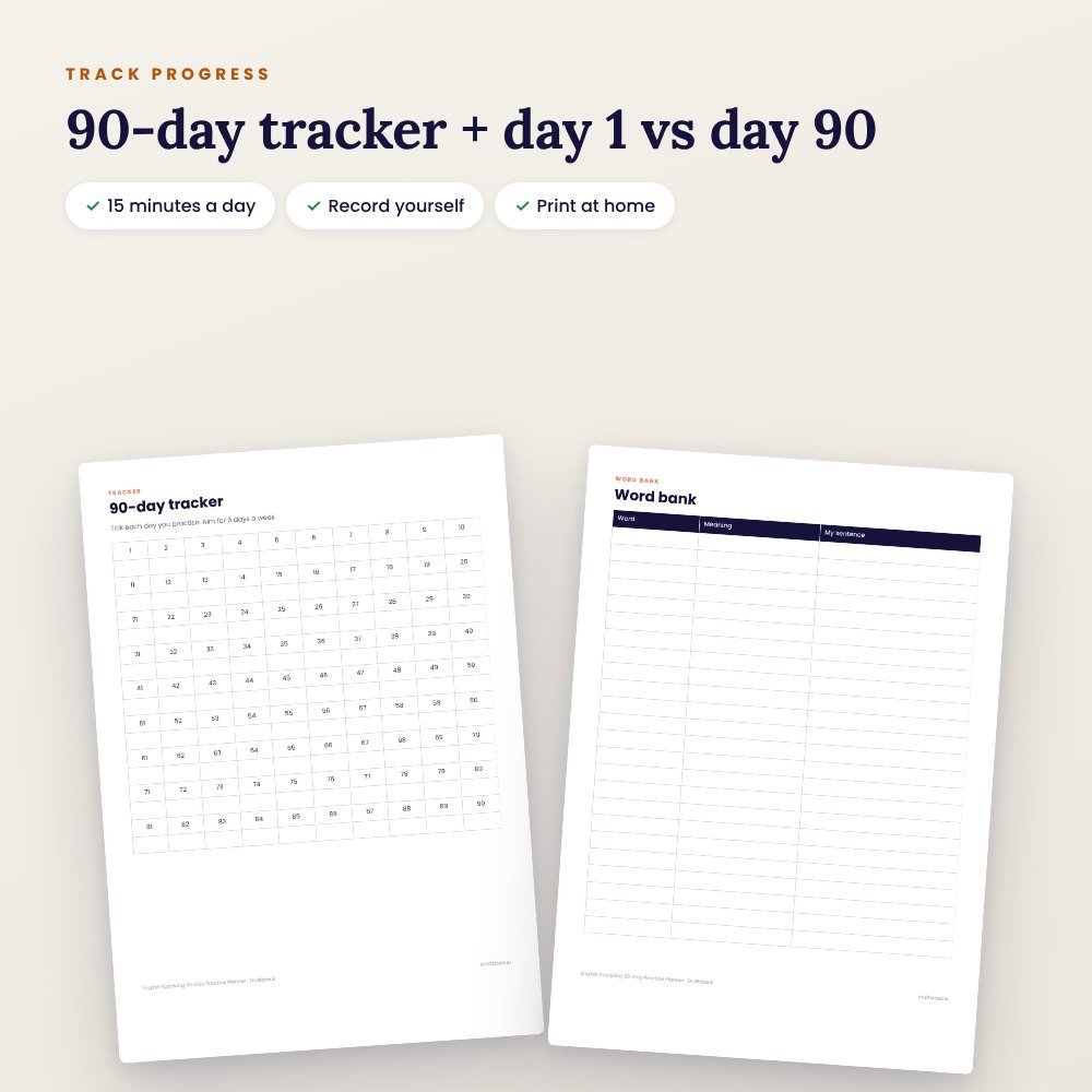 English Speaking 90-Day Practice Planner (Printable): 15 Minutes a Day – preview 3