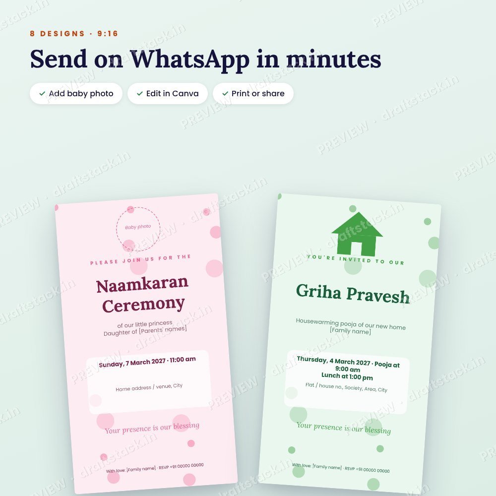Family Function E-Invites: Naamkaran, Baby Shower, Birthday & Griha Pravesh – preview 3
