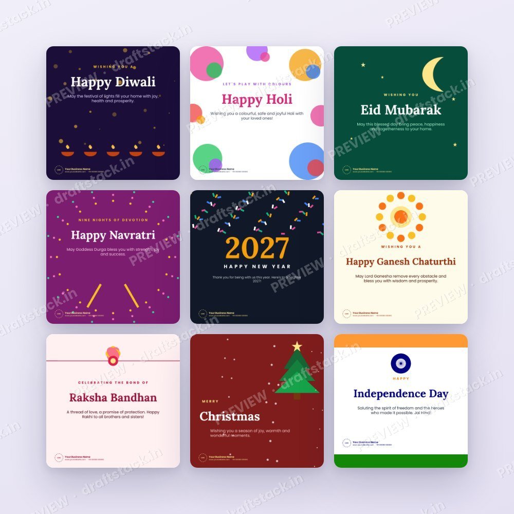 Festival Greeting Post Pack (15 Designs)