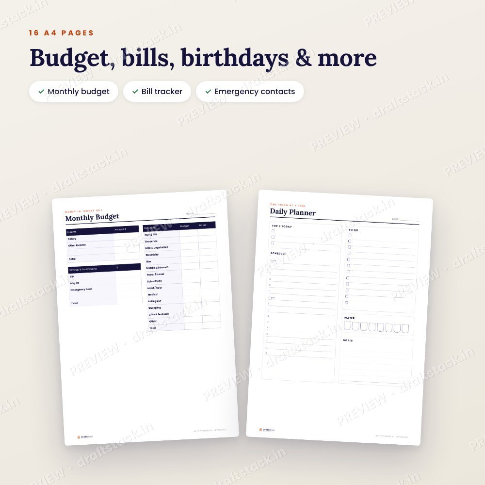 Home Printables Kit: Meal Planner, Grocery List, Chores Chart & More – preview 3
