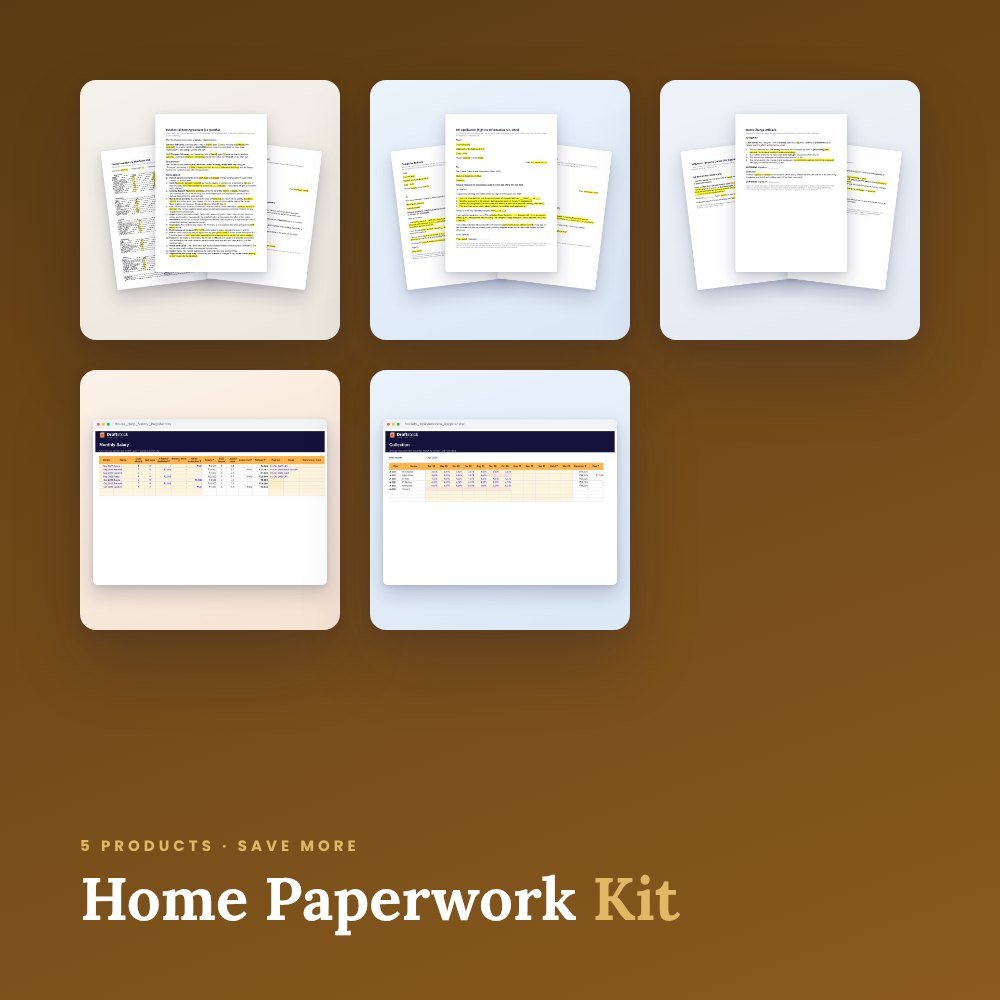 Home Paperwork Kit: Rent, Complaints & RTI, Affidavits, House Help & Society Registers – bundle preview