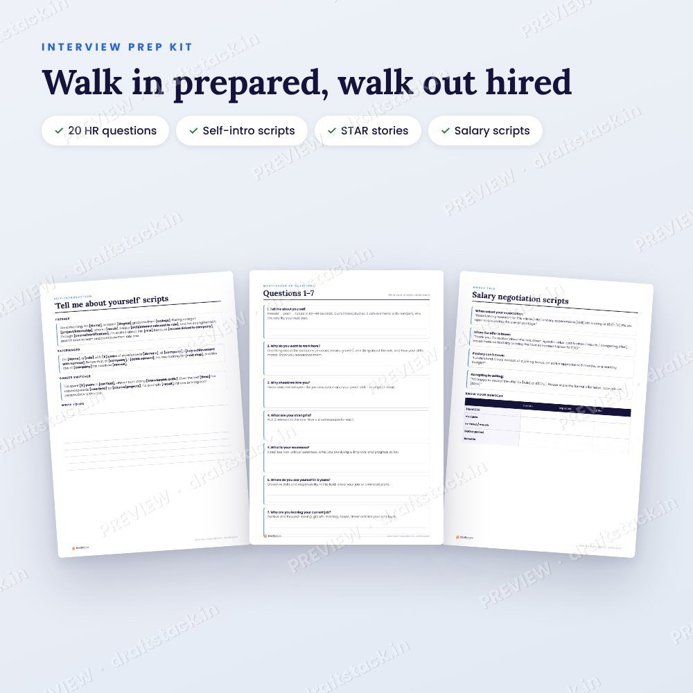 Interview Preparation Kit: HR Questions, Scripts & Trackers – preview 2