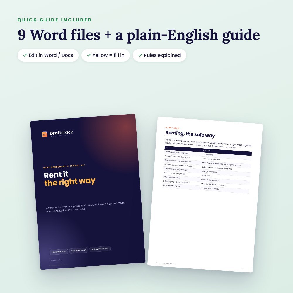 Rent Agreement & Tenant Kit: 9 Word Templates for Landlords and Tenants – preview 3