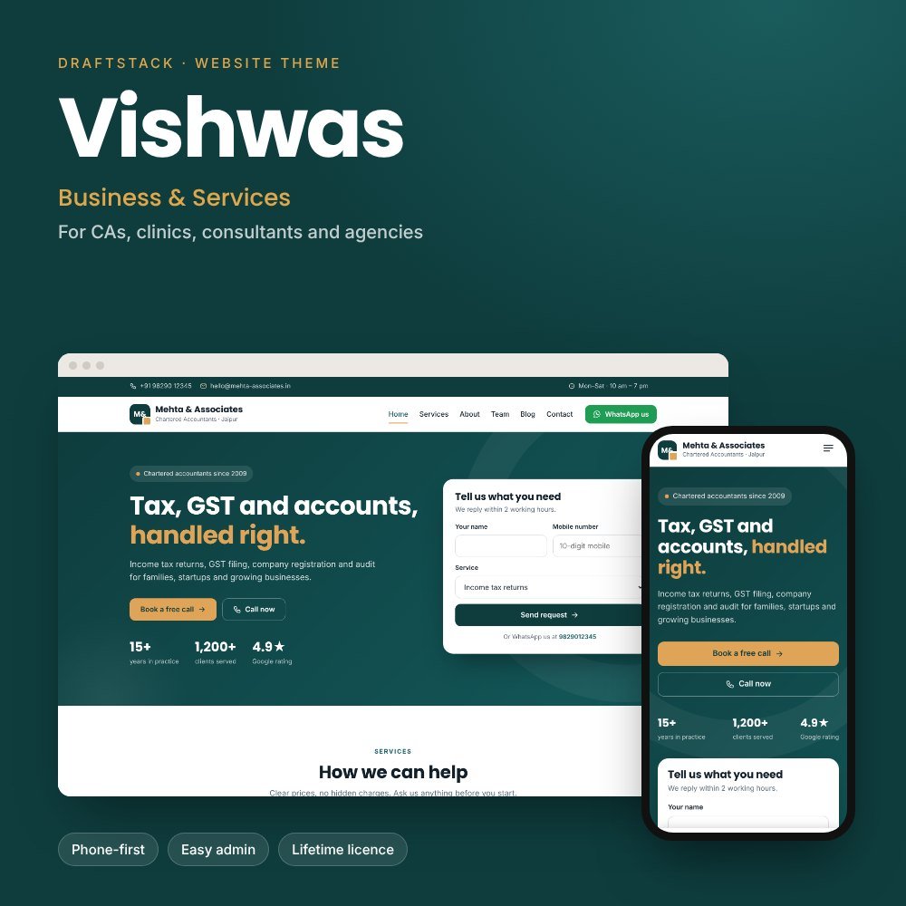 Vishwas website theme