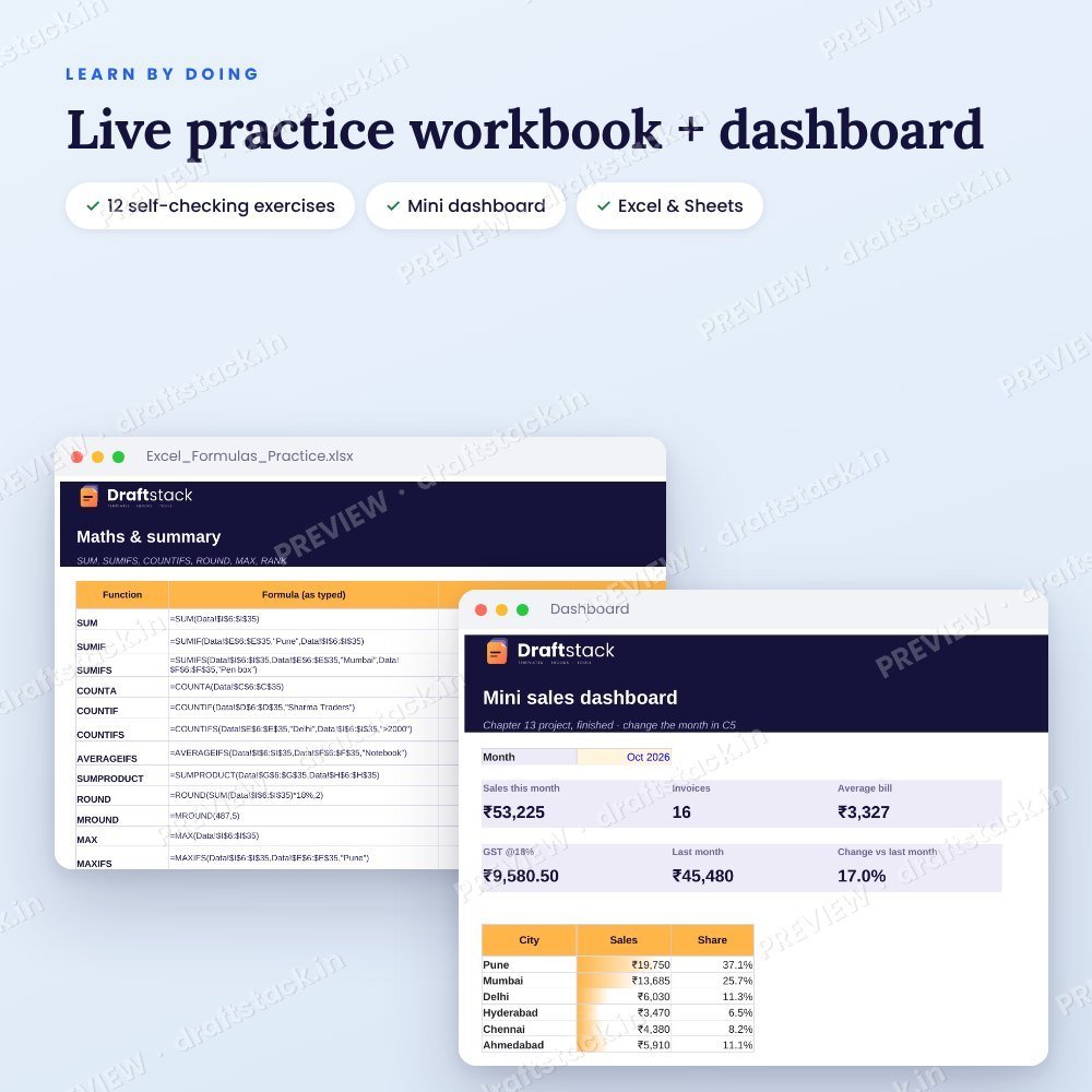 Excel Formulas Cheat Book + Practice Workbook (150+ Formulas) – preview 3
