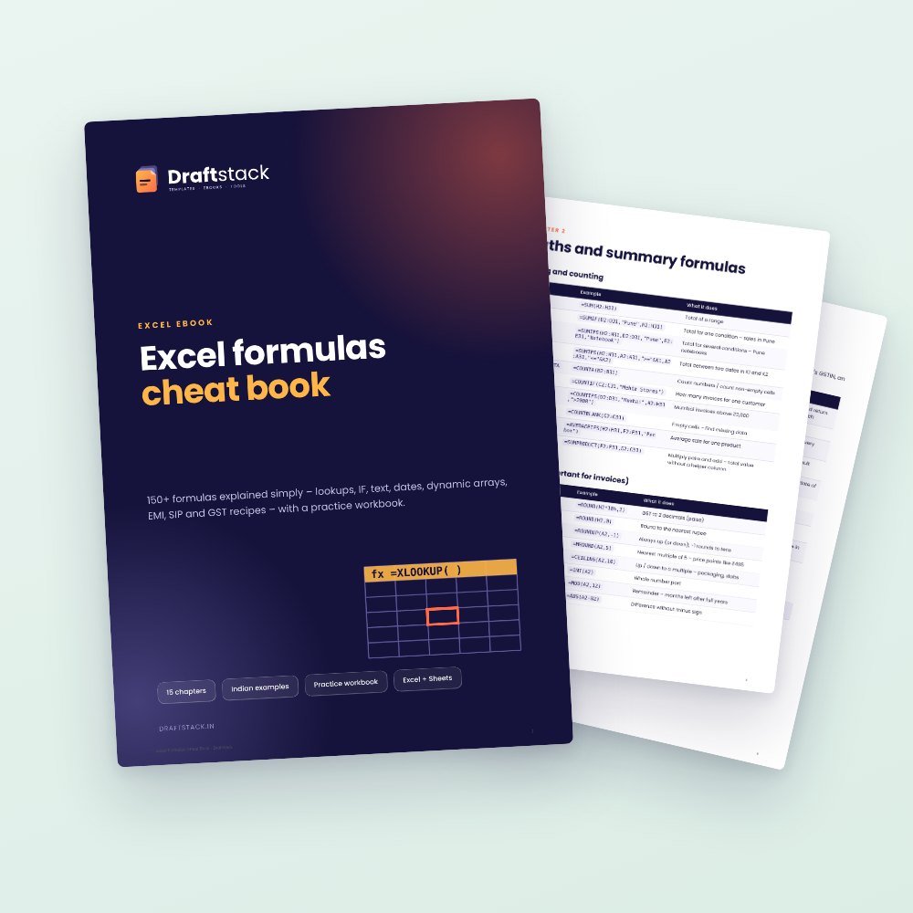 Excel Formulas Cheat Book + Practice Workbook (150+ Formulas) – digital download preview